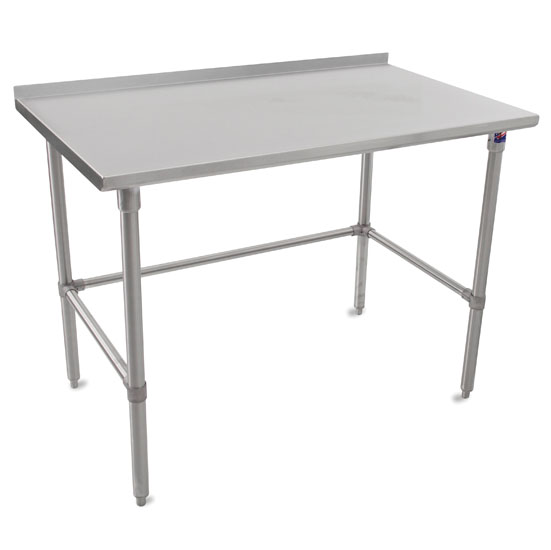 John Boos ST4R1.5-SB Series 14-Gauge Stainless Steel Top Work Table in Multiple Sizes with 1-1/2" Riser, Adjustable Stainless Legs & Bracing, Knocked Down Options