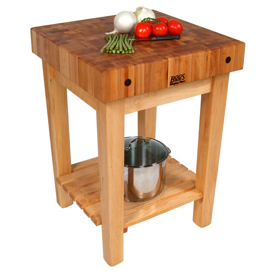 John Boos Butcher Block Cart with 4" Thick End Grain Work Surface