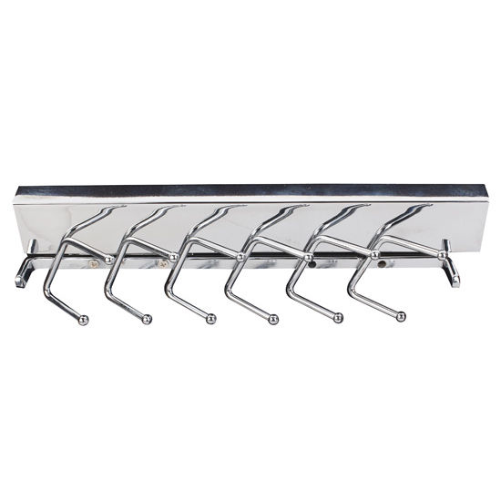 Sliding Tie Rack, Polished Chrome, 6 Sets of Pegs to Hold 12 Ties, 11-5/8" Length