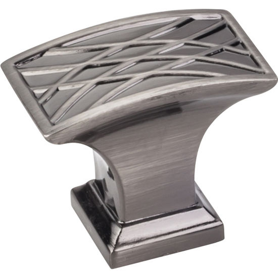 Jeffrey Alexander Aberdeen Collection 1-1/2'' W Square Lined Cabinet Knob in Brushed Black Nickel