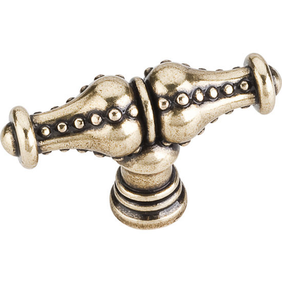 Jeffrey Alexander Prestige Collection 2-1/4'' W Beaded Cabinet T-Knob in Distressed Antique Brass
