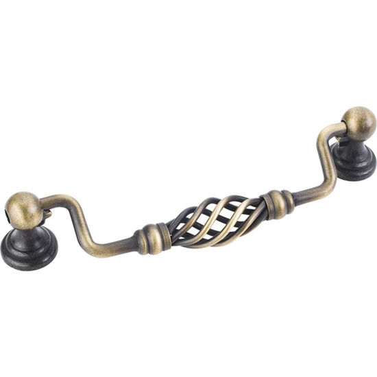 Jeffrey Alexander Zurich Collection 5-15/16'' W Twisted Iron Cabinet Bail Pull in Antique Brushed Satin Brass