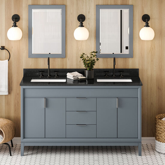 Theodora Collection 60'' W Double Bowl Bathroom Vanity with Multiple ...