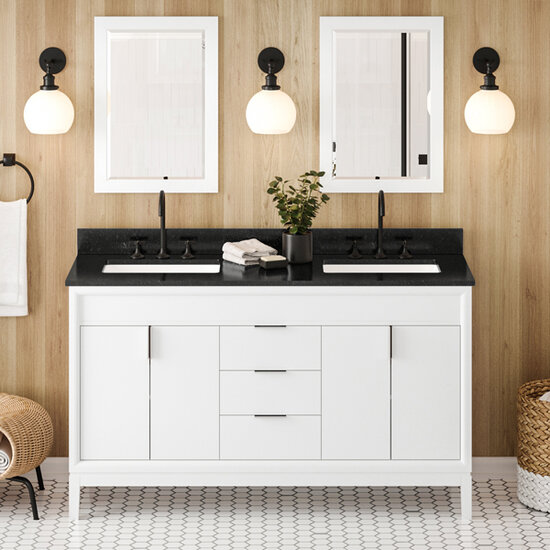 Theodora Collection 60 W Double Bowl Bathroom Vanity With Multiple Top Options And Two