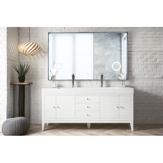 Double Glossy White Cabinet / Glossy White Top Front View