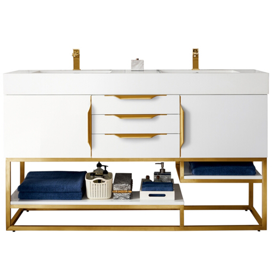 59 Columbia Double Bathroom Vanity, Latte Oak w/ Radiant Gold Base –  Vanities Depot