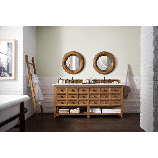 James Martin Furniture Malibu 72'' Honey Alder w/ White Zeus Top Front View