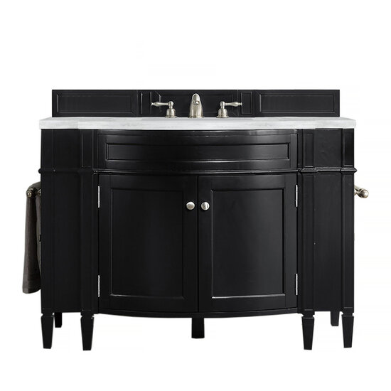 Brittany 46''W Single Vanity, Black Onyx w/ 3cm (1-1/5'') Thick Arctic Fall Solid Surface Top