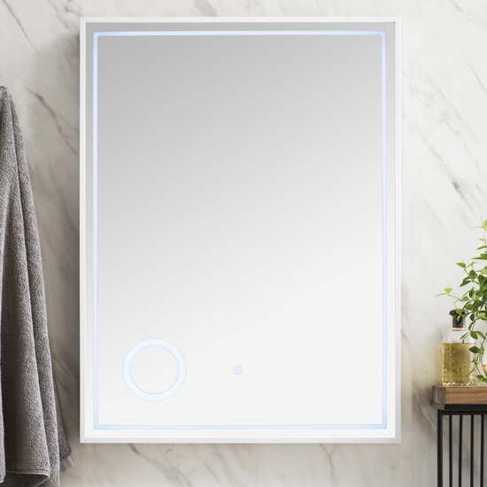 James Martin Furniture Tampa 23-5/8'' W x 31-1/2'' H Rectangular LED Wall Mounted Mirror in Glossy White Frame