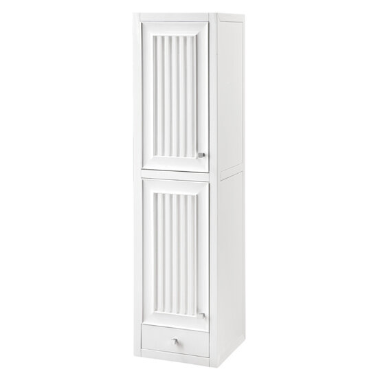 James Martin Furniture Athens 15'' W Tower Hutch with Left Face Opening in Glossy White, 14-7/8'' W x 14-7/8'' D x 57-3/4'' H