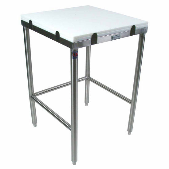 John Boos Poly Top Work Table w/ Stainless Steel Base & Bracing & Flat Top (Includes 2 Poly Tops)