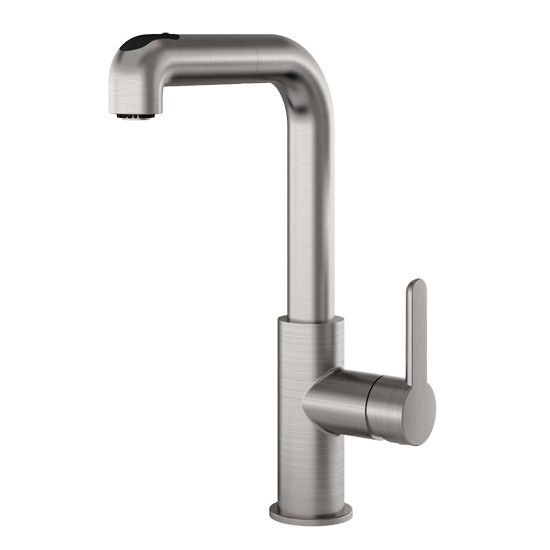 Julien Latitude Pull Out Kitchen Faucet with Dual Spray, Brushed Nickel