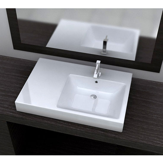 Cantrio Koncepts Vitreous China Drop-In Sink with Overflow, 29-1/2"W x 20"D x 7"H