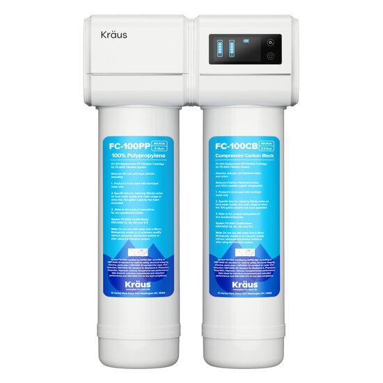 Kraus Purita#8482 2-Stage Carbon Block Under-Sink Water Filtration System with Digital Display Monitor, 9-1/2" W x 4-7/8" D x 15-1/2" H