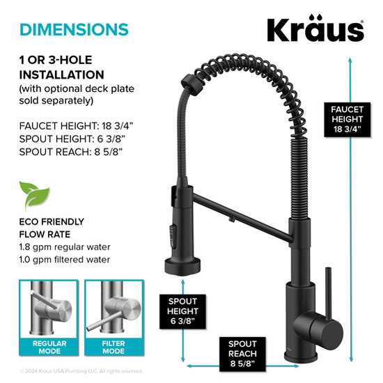 Filter Faucet Dimensions