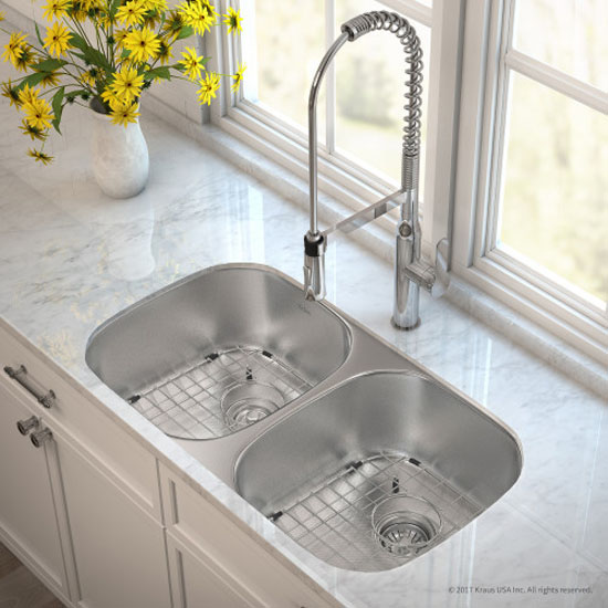 Kraus Complete Kitchen Set w/ Outlast Microshield™ Undermount Stainless ...