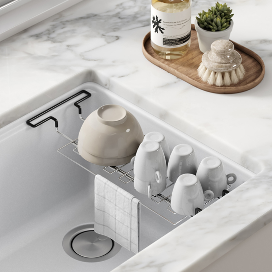 Stainless Steel Expandable Kitchen Sink Drying Rack-Lifestyle