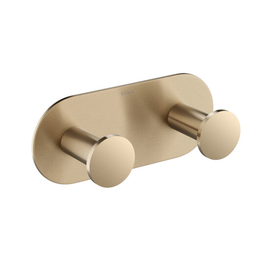 KRAUS Elie™ Modern Bathroom Robe and Towel Double Hook, Brushed Gold, 4-3/4'' W x 1-5/8'' D x 2'' H