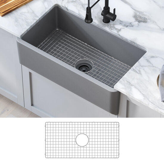 Stainless Sink Bottom Grid 28-3/8*15-3/8in Sink Rack Protector w/ Drain  Hole TOP