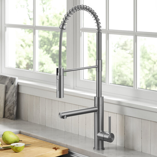 Pre-Rinse Kitchen Faucet with Pull-Down Spring Spout and Pot Filler