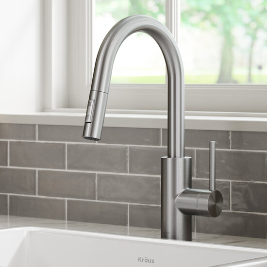 Oletto™ Single Handle Pull Down Kitchen Faucet; in Chrome, Matte