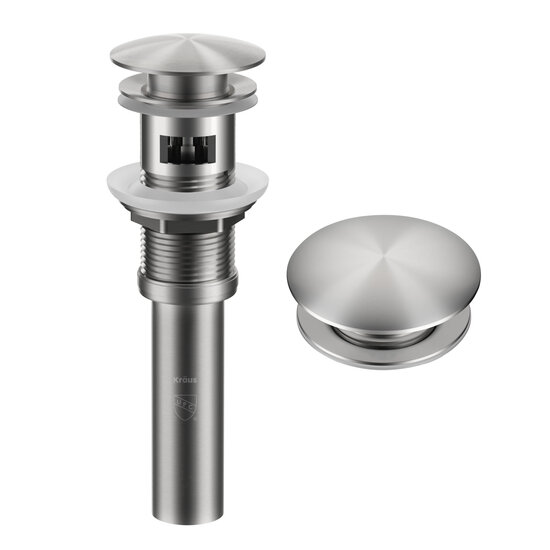 KRAUS PU-11 Series Pop-Up Drain for Bathroom Sink with Overflow in Spot-Free Stainless Steel