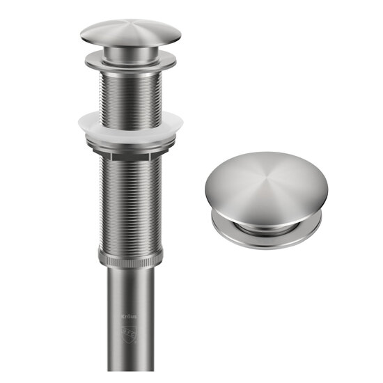 KRAUS PU-L10 Series BathroomSink Pop-Up Drain with Extended Threadwithout Overflowin Spot-Free Stainless Steel