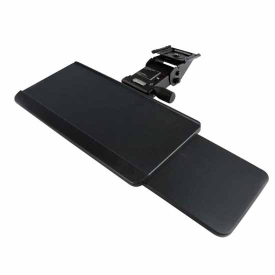 Knape & Vogt Ovation Arm with Keyboard Tray with Slide Through Mousing Surface in Black Finish, 17'' Track Length