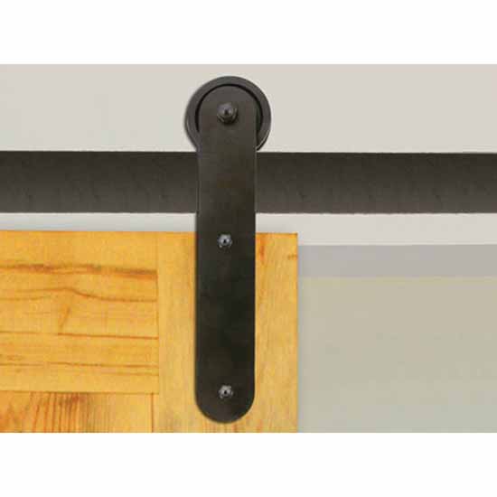Knape & Vogt 3" Side Mount Strap Carriers, Flat Rail Sliding Door Hardware Kit, Black