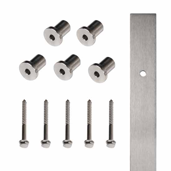 Knape & Vogt 72" Flat Rail with 5 Mounting Brackets, Stainless Steel