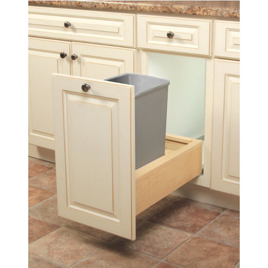 Knape & Vogt Wooden Single Waste Bin Pull-Out with Soft Close ...