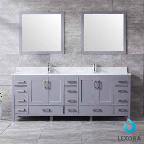 84'' Jacques Double Vanity Set With White Carrara Marble Top, Square ...