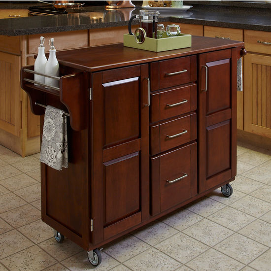 Mix & Match Create-a-Cart Cherry Finish with Oak Top by Home Styles