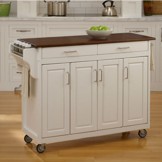 Mix & Match Create-a-Cart White Finish with Cherry Top by Home Styles