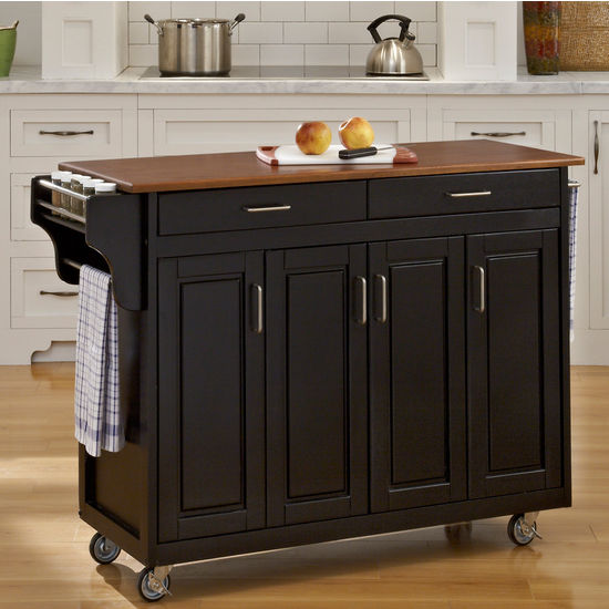 Mix & Match Create-a-Cart Black Finish with Oak Top by Home Styles