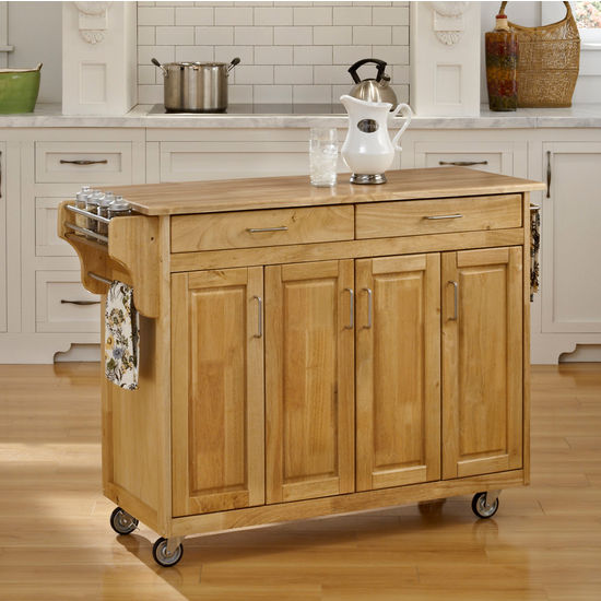 Mix and Match Create-a-Cart w/ Natural Finish and Wood Top by Home Styles