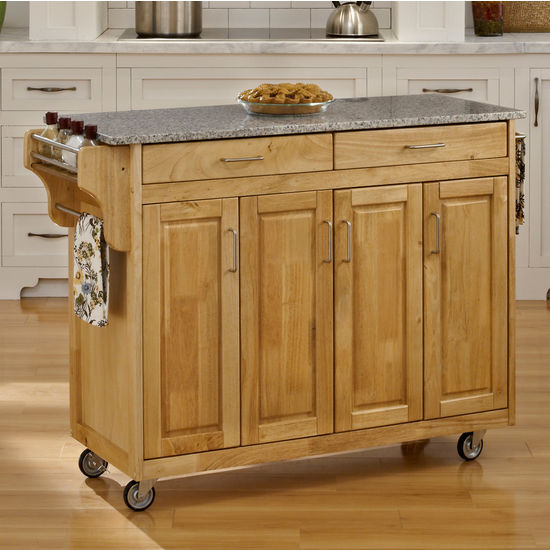 Mix and Match Create-a-Cart w/ Natural Finish and Salt & Pepper Granite Top by Home Styles
