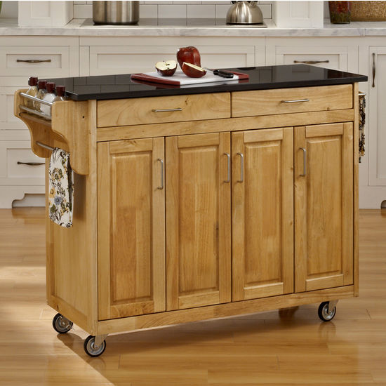 Mix and Match Create-a-Cart w/ Natural Finish and Black Granite Top by Home Styles