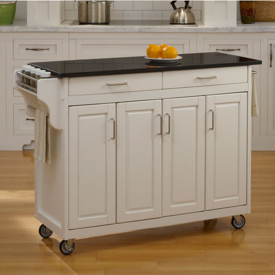 Mix and Match Create-a-Cart w/ White Finish and Black Granite Top by Home Styles