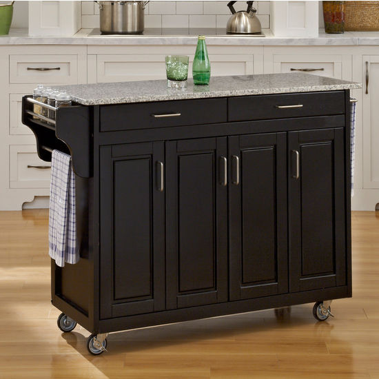Mix and Match Create-a-Cart w/ Black Finish and Salt & Pepper Granite Top by Home Styles