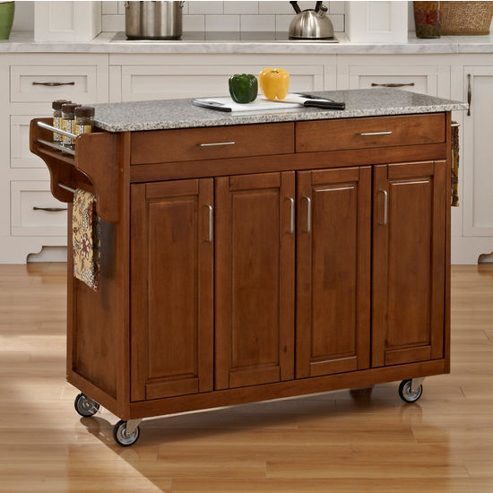 Mix and Match Create-a-Cart w/ Dark Cottage Oak Finish and Salt & Pepper Granite Top by Home Styles
