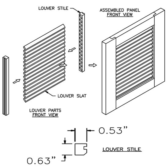 Door Inserts - 36'' Wood Kitchen Cabinet Louver Panel Door Insert Kit ...