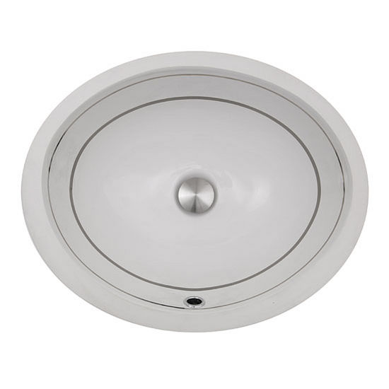 Nantucket Sinks Regatta Collection Izola Italian Fireclay Vanity Bathroom Sink in Glazed White/Platinum, 18-3/4" Diameter x 15-1/2" D x 8" H