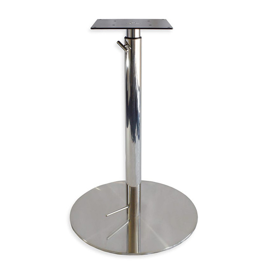 Peter Meier #201 Stainless Steel Adjustable Lift Table Base, Table Height 29-1/2" H to Bar Height 43-1/2" H with 10" Square Top Plate, Brushed Stainless Steel