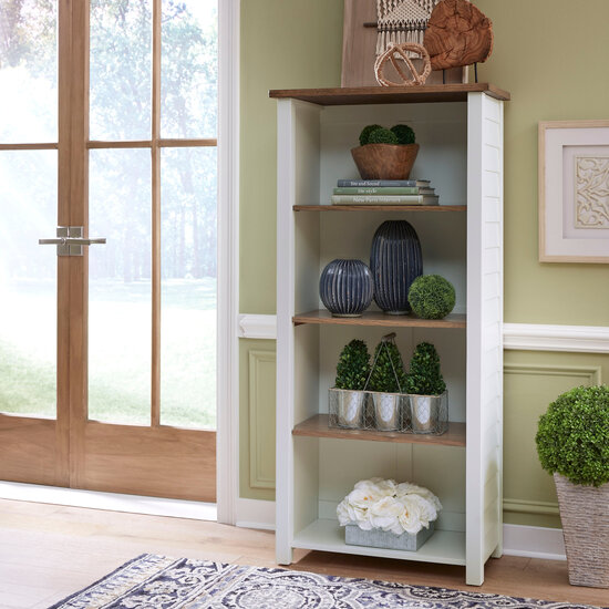 Raheny Home District Bookcase In Off-White, 30'' W x 15-3/4'' D x 64'' H