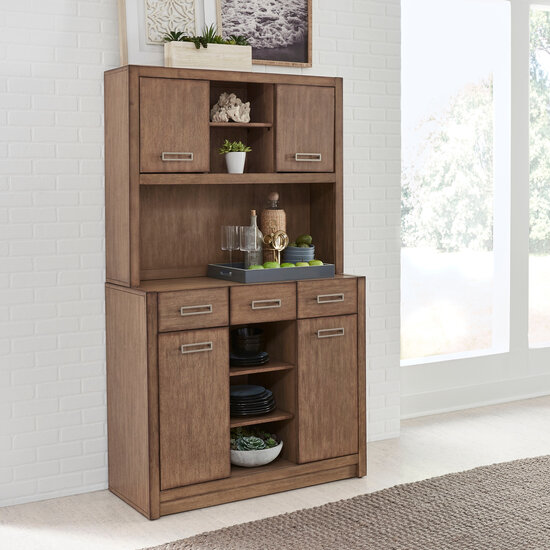 Raheny Home Montecito Buffet with Hutch In Brown, 42'' W x 19'' D x 72-1/2'' H