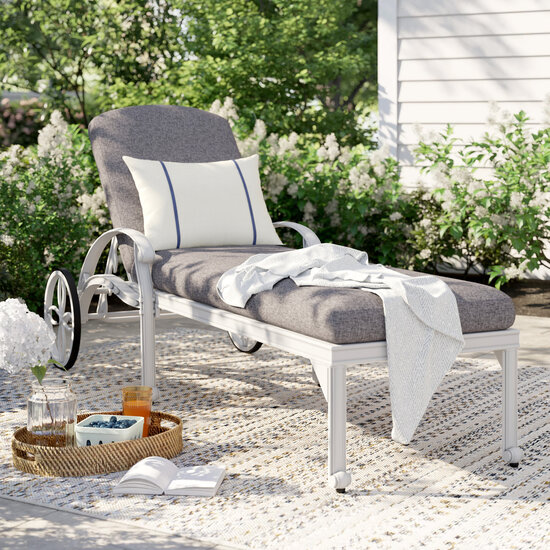 Raheny Home Capri Outdoor Chaise Lounge In White, 84'' W x 29-1/2'' D x 12-3/4'' H
