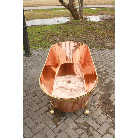 66" Large Antique Inspired Freestanding Natural Copper Double Ended Clawfoot Bathtub