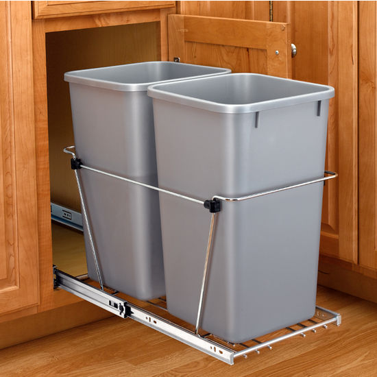 Gray Heavy Duty Plastic Waste Containers New PULL OUT TRASH CAN 18 x 14 x 9 in 