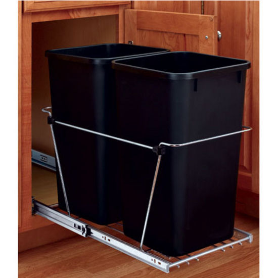 Details about   Set of 2 Pull Out Trash Garbage Can Sliding Kitchen Waste Container Durable 